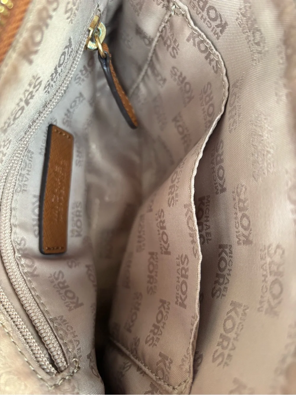 Michael Kors Jet Set Leather Dome Crossbody Bag in Brown with Gold Hardware